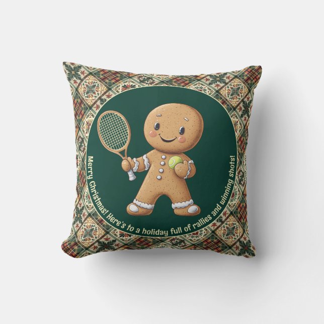 Gingerbread Tennis Grand Slam 🎾 Sondertext 🎄 Kissen (Vorderseite)