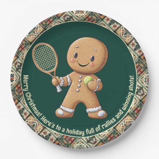Gingerbread Tennis Grand Slam 🎾 Sondertext 🎄 Pappteller (Vorderseite)