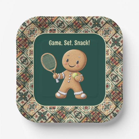 Gingerbread Tennis Grand Slam 🎾 Sondertext 🎄 Pappteller (Vorderseite)
