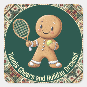 Gingerbread Tennis Grand Slam 🎾 Sondertext 🎄 Quadratischer Aufkleber