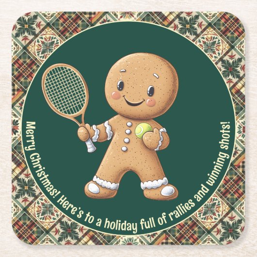 Gingerbread Tennis Grand Slam 🎾 Sondertext 🎄 Rechteckiger Pappuntersetzer (Vorderseite)
