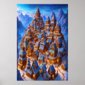 Gingerbread town in winter mountain | AI Art Poster (Vorne)