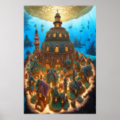 Gingerbread town under the sea | AI Art Poster (Vorne)