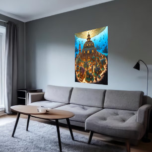 Gingerbread town under the sea AI Art Poster