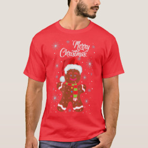 Gingerbread Tragen Weihnachtsmannmütze Weihnachtsk T-Shirt