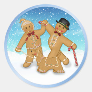 Gingerbread Trio Runder Aufkleber