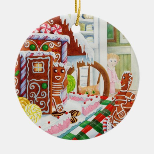 GINGERBREAD ÜBERRASCHENDE Keramik Circle Ornament (Vorne)