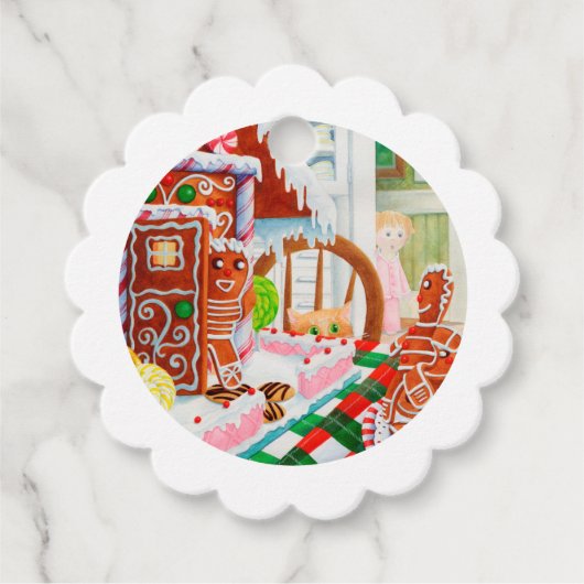 GINGERBREAD ÜBERRASCHENDE Scalloped Gift Tags Geschenkanhänger (Vorderseite)