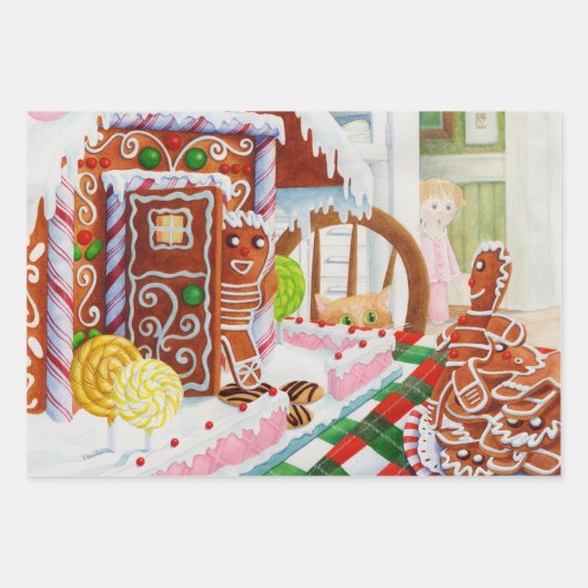 GINGERBREAD ÜBERRASCHENDES Flachfolienpapier Geschenkpapier Set (Vorderseite 2)