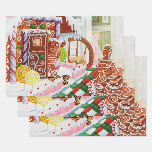 GINGERBREAD ÜBERRASCHENDES Flachfolienpapier Geschenkpapier Set (Set)