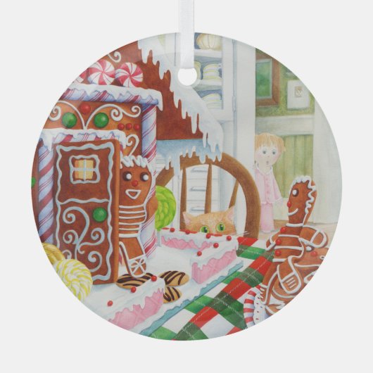 GINGERBREAD ÜBERRASCHENDES Glaszirkular Ornament Aus Glas (Vorderseite)