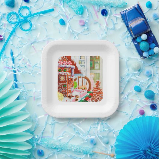 GINGERBREAD ÜBERRASCHUNG 7" Square Paper Tellers Pappteller (Party)