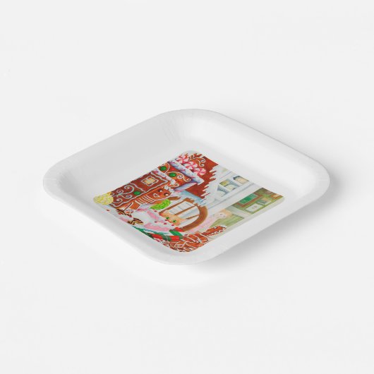 GINGERBREAD ÜBERRASCHUNG 7" Square Paper Tellers Pappteller (Gewinkelt)
