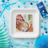 GINGERBREAD ÜBERRASCHUNG 9" Square Paper Tellers Pappteller (Party)
