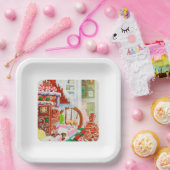 GINGERBREAD ÜBERRASCHUNG 9" Square Paper Tellers Pappteller (Party)