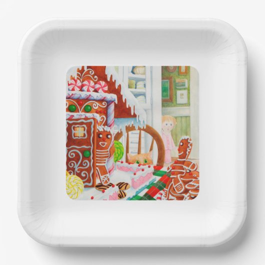 GINGERBREAD ÜBERRASCHUNG 9" Square Paper Tellers Pappteller (Vorderseite)
