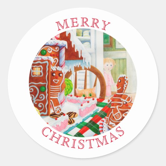 GINGERBREAD ÜBERRASCHUNG Kleine Runde Umschlag Auf Runder Aufkleber (Vorderseite)