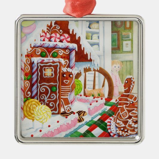 GINGERBREAD ÜBERRASCHUNG Premium Platz Ornament Aus Metall (Vorne)