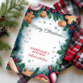 Gingerbread und Holly Frohe Weihnachten Personalis Geschirrtuch