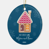 GIngerbread - unser erstes Zuhause Weihnachten Keramik Ornament (Links)