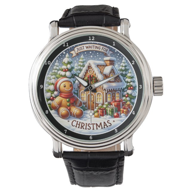 Gingerbread Village Charm Festive Christmas Wall  Armbanduhr (Vorderseite)