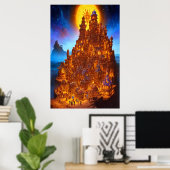 Gingerbread village in the night | AI Art Poster (Heimbüro)