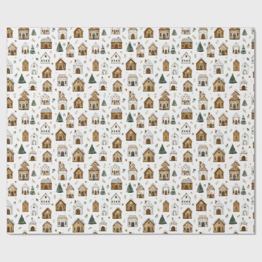Gingerbread Village Wrapping Christmas Paper Geschenkpapier (Flach)