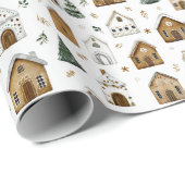 Gingerbread Village Wrapping Christmas Paper Geschenkpapier (Rolleneckpunkt)