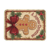 Gingerbread Vintag fröhlich Frohe Weihnachten Magnet (Horizontal)