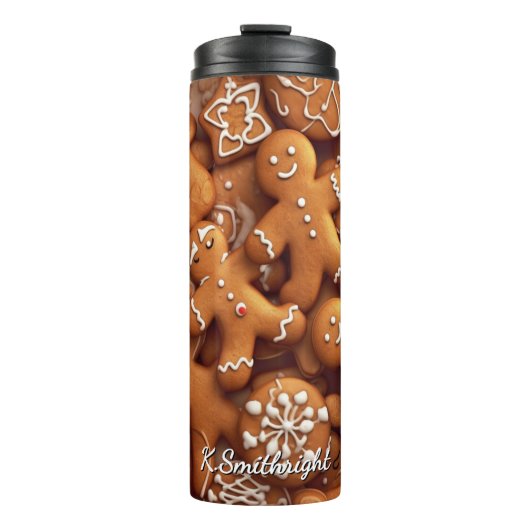 Gingerbread Warm Spiced Cookie Pattern Thermosbecher (Vorderseite)