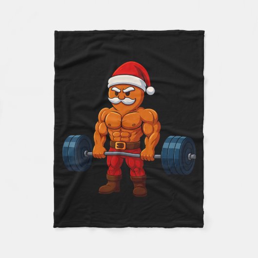 Gingerbread Weightlifting Fitness Gym Workout Chri Fleecedecke (Vorderseite)