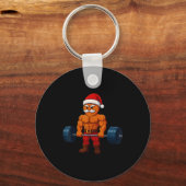 Gingerbread Weightlifting Fitness Gym Workout Chri Schlüsselanhänger (Vorderseite)