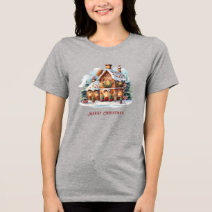 Gingerbread Weihnachtsfeiertag Frauen Tri-Blend Shirt