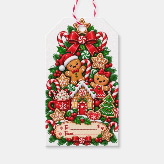 Gingerbread-Weihnachtsgeschenkanhänger Geschenkanhänger (Vorderseite)