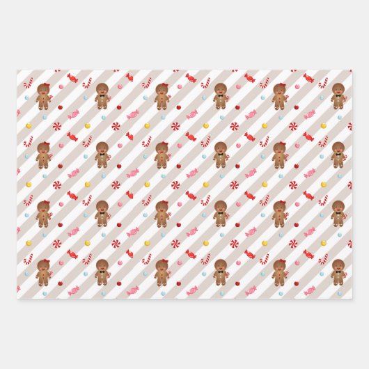 Gingerbread Weihnachtsgeschenke Wrapping Papers Geschenkpapier Set (Vorderseite 2)