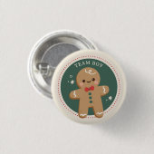 Gingerbread Weihnachtsgeschlecht enthüllt Teamboy Button (Vorne & Hinten)