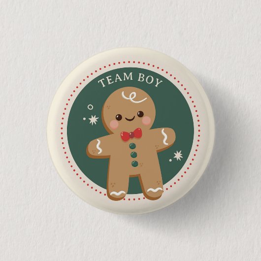 Gingerbread Weihnachtsgeschlecht enthüllt Teamboy Button (Vorderseite)