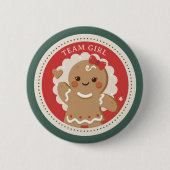 Gingerbread Weihnachtsgeschlecht enthüllt Teammädc Button (Vorderseite)