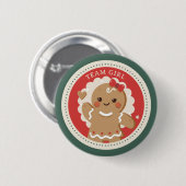 Gingerbread Weihnachtsgeschlecht enthüllt Teammädc Button (Vorne & Hinten)