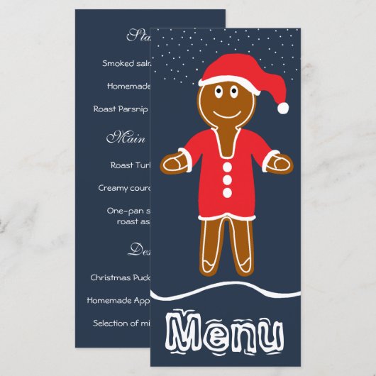 Gingerbread Weihnachtsmenü Menükarte (Vorne/Hinten)