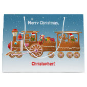 Gingerbread Weihnachtssteppbahn Große Geschenktüte (Vorderseite)