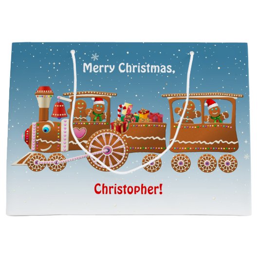 Gingerbread Weihnachtssteppbahn Große Geschenktüte (Vorderseite)