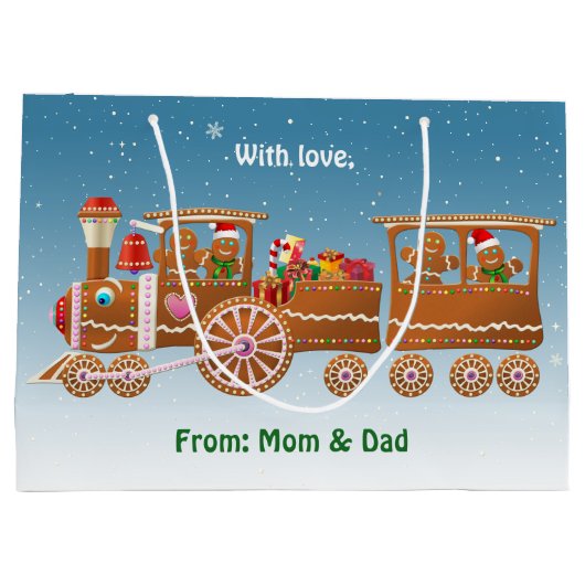 Gingerbread Weihnachtssteppbahn Große Geschenktüte (Rückseite)