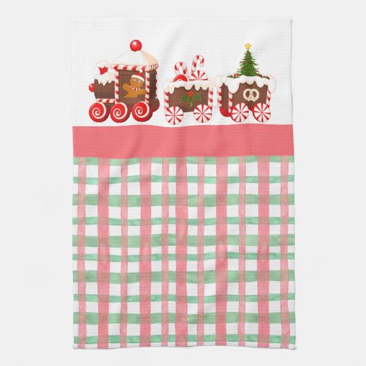 Gingerbread Weihnachtszug Geschirrtuch (Vertikal)