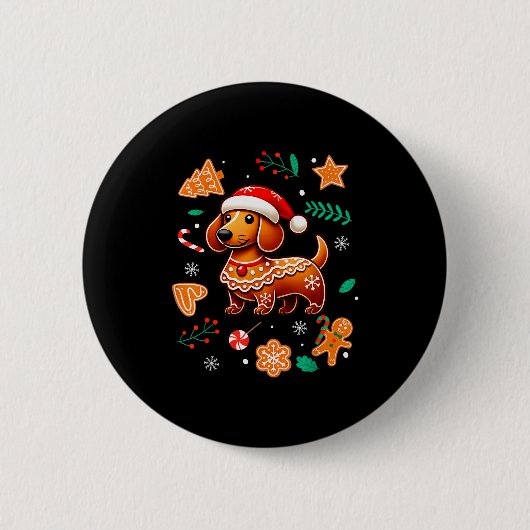 Gingerbread Weiner Dog Lover Dachshund Christmas C Button (Vorderseite)