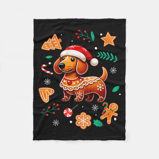 Gingerbread Weiner Dog Lover Dachshund Christmas C Fleecedecke (Vorderseite)