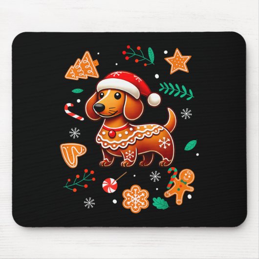 Gingerbread Weiner Dog Lover Dachshund Christmas C Mousepad (Vorne)