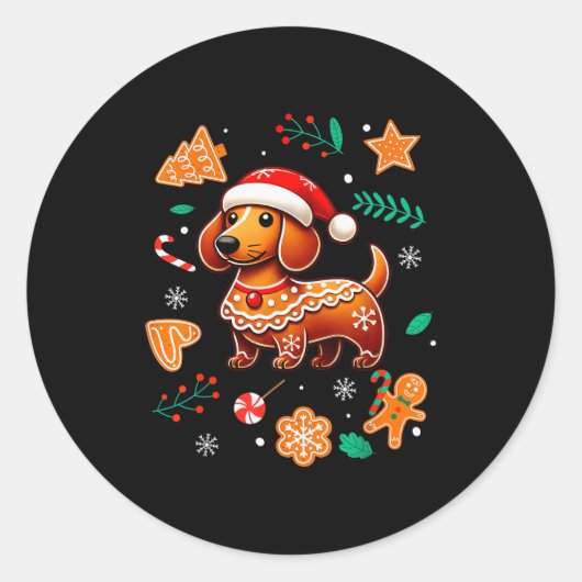 Gingerbread Weiner Dog Lover Dachshund Christmas C Runder Aufkleber (Vorderseite)