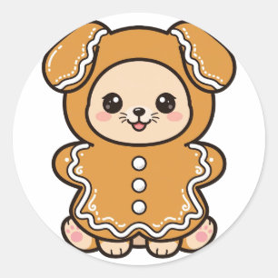 Gingerbread-Welpe Weihnachts-Klassiker-Rund-Sticke Runder Aufkleber