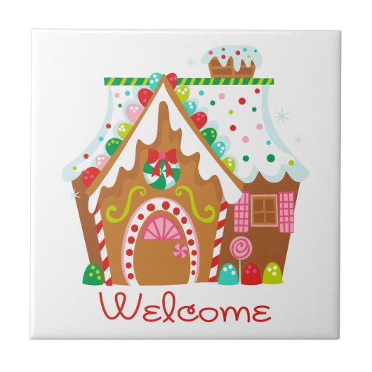 Gingerbread Willkommen Fliese (Vorderseite)